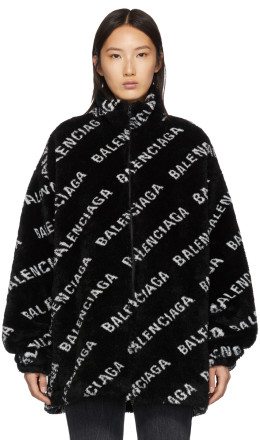 Balenciaga - Black Faux-Fur Zip Jacket