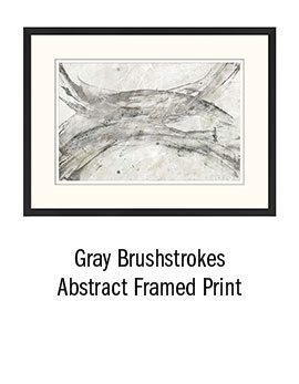 Gray Brushstrokes Abstract Framed Print