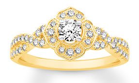 14K Yellow Gold Vintage-Inspired Engagement Ring