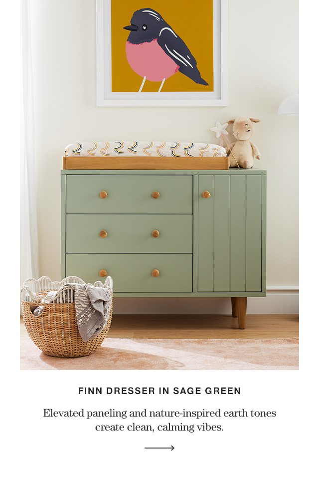 Finn Kids Wide Sage Green Dresser