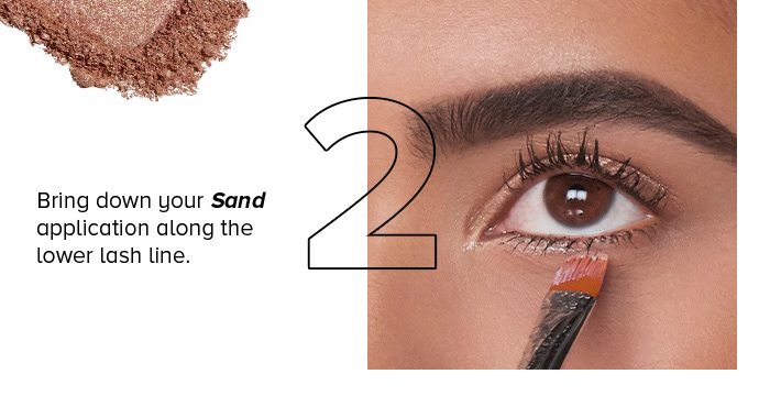 2. Bring down your Sand application along the lower lash line.