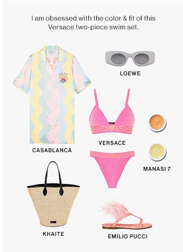 I am obsessed with the color & fit of this Versace two-piece swim set.