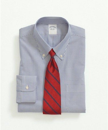 Stretch Supima® Cotton Non-Iron Pinpoint Oxford Button-Down Collar, Candy Stripe Dress Shirt