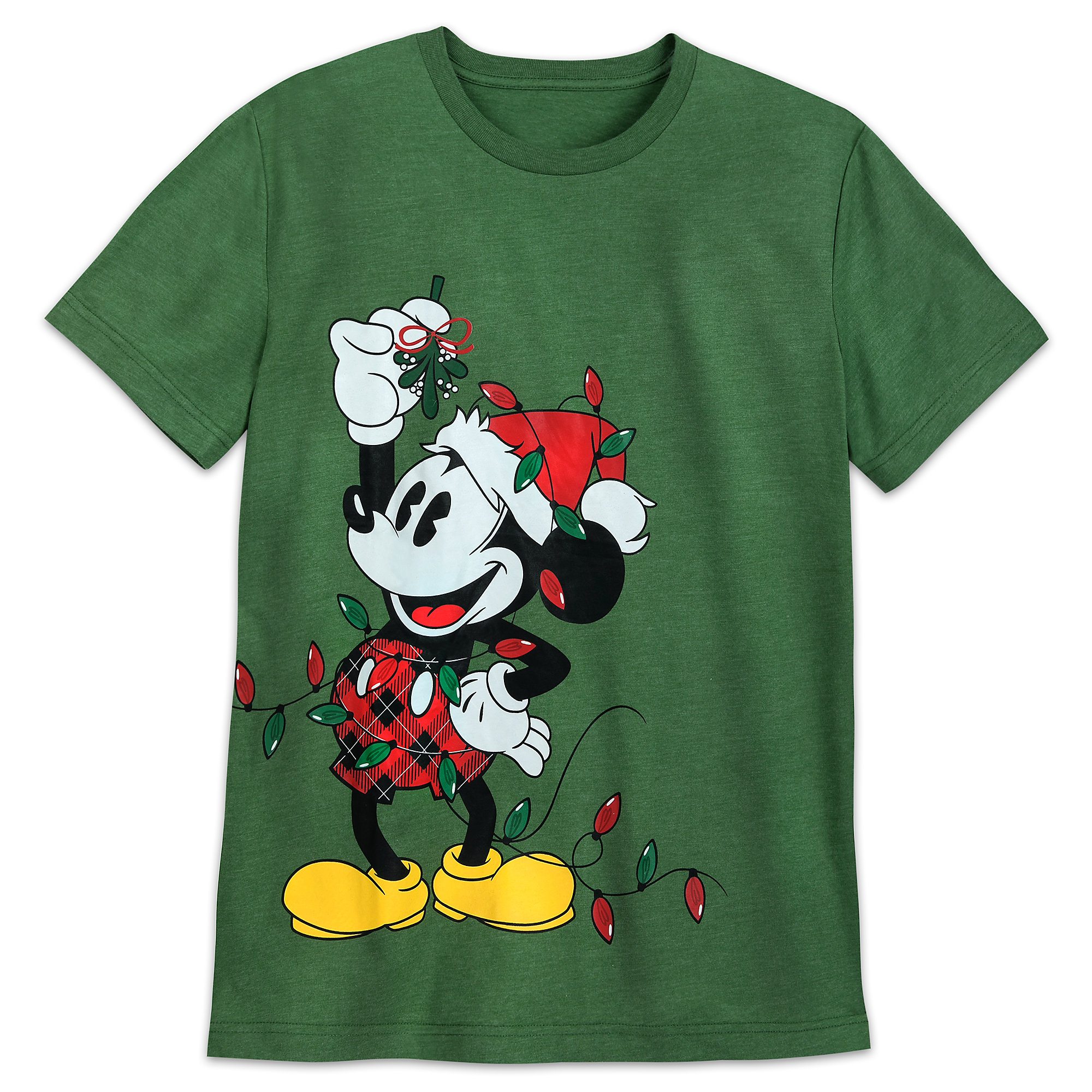 Santa Mickey Mouse Holiday Lights T-Shirt for Men
