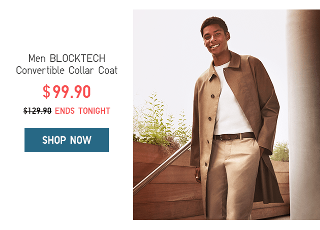 MEN BLOCKTECH CONVERTIBLE COLLAR COAT $79.90 ENDS TONIGHT - SHOP NOW