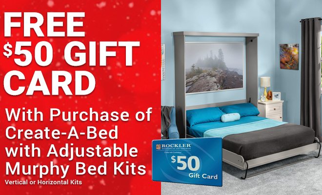 Free $50 Gift card with purchase of create-a-bed with adjustable Murphy Bed Kits