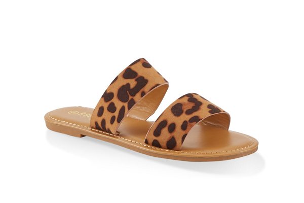 Two Band Slide Open Toe Sandals