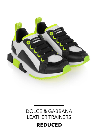 KIDS WHITE &amp; NEON YELLOW LEATHER TRAINERS 