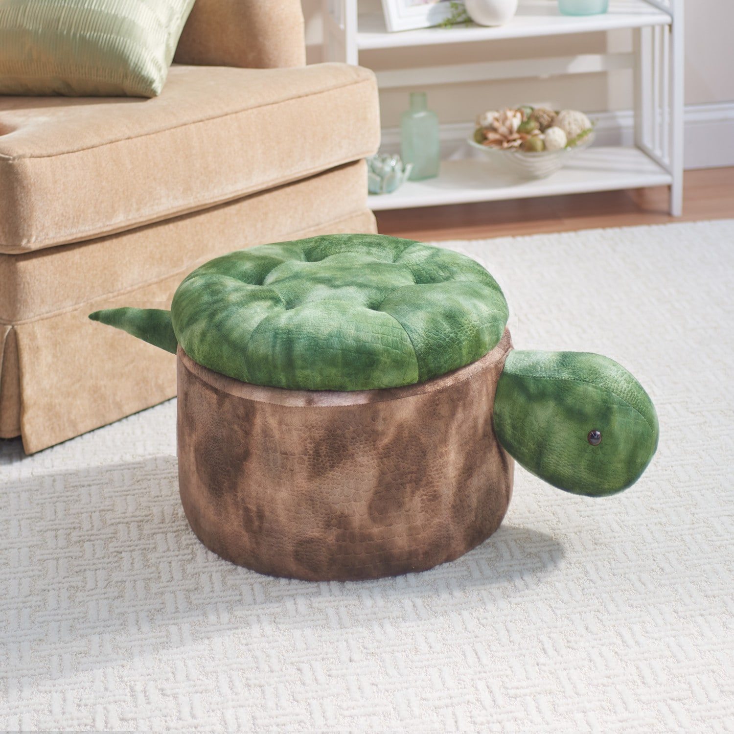 Plush Turtle Storage Ottoman