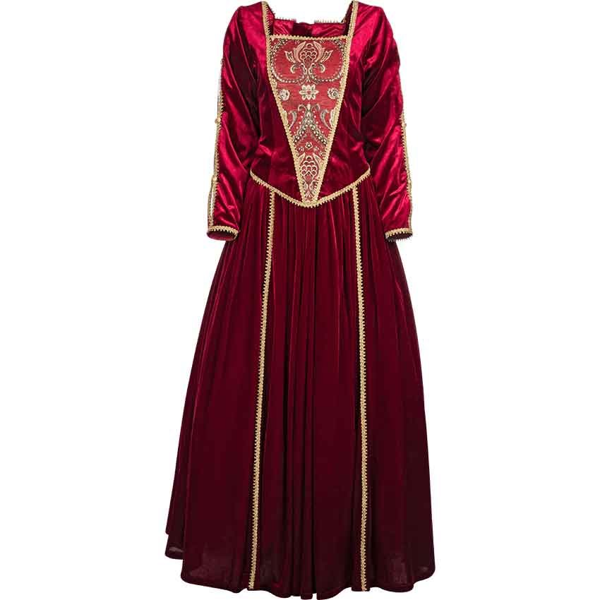 Image of Red and Gold Tudor Dress