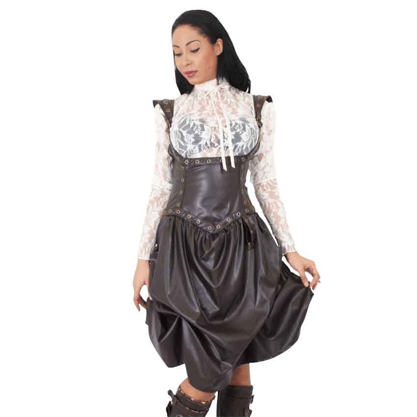 Image of Steampunk Leatherette Underbust Eyelet Dress