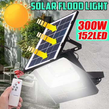 300W Solar Powered LED Street Wall Flood Lamp Garden Spotlight with 5M Extension Wire + Remote Control