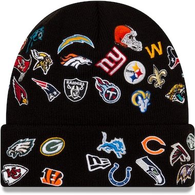 Men's New Era Black NFL League Overload Cuffed Knit Hat