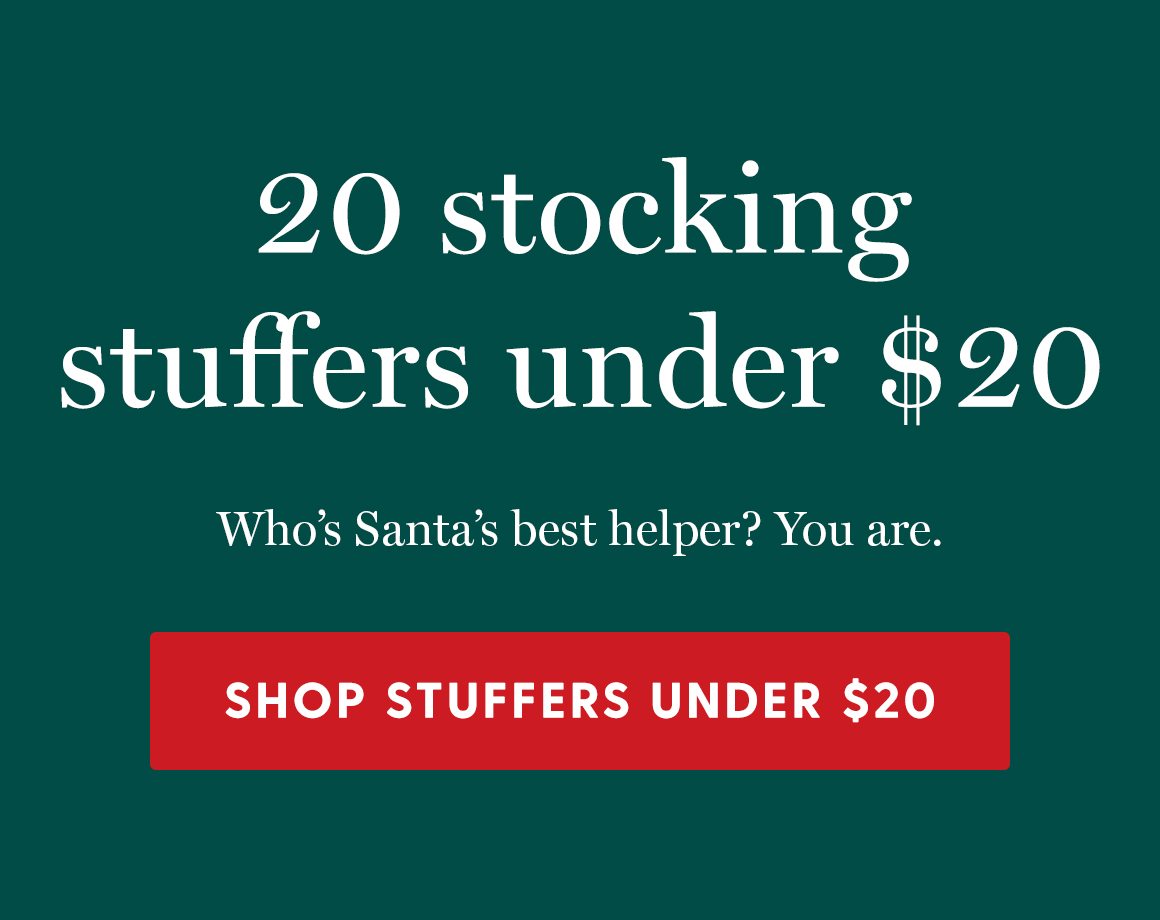 20 stocking stuffers under $20. Who's Santa's best helper? You are. Shop Stuffers under $20.