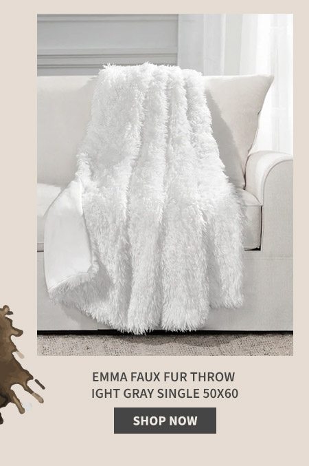 Emma Faux Fur Throw Light Gray Single 50X60 