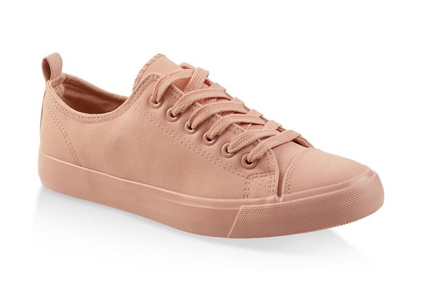 Faux Leather Lace Up Tennis Sneakers