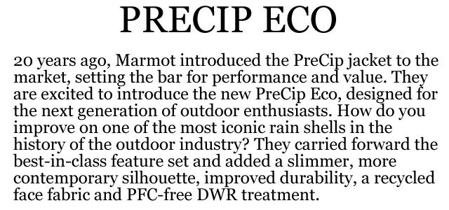 Marmot's Precip eco