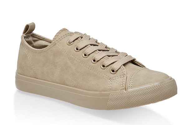 Faux Leather Lace Up Tennis Sneakers