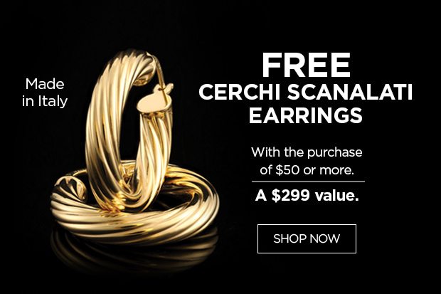 Free Italian hoop earrings with $50 purchase