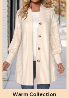 Beige Button Lace Long Sleeve Coat