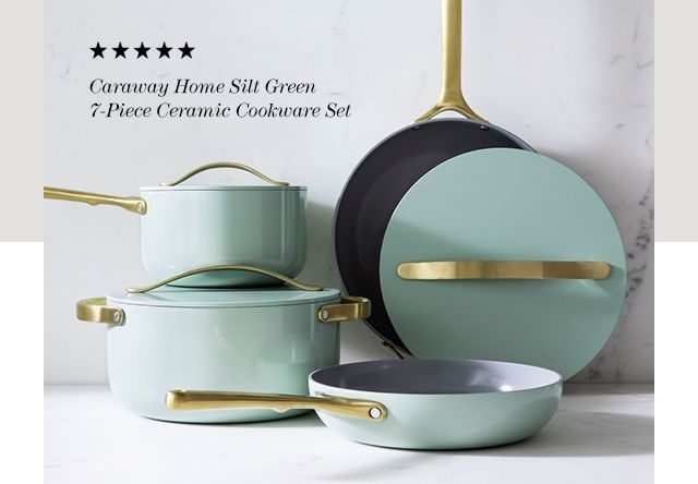 caraway home silt green 7-piece ceramic cookware set