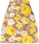 floral jacquard A-line skirt