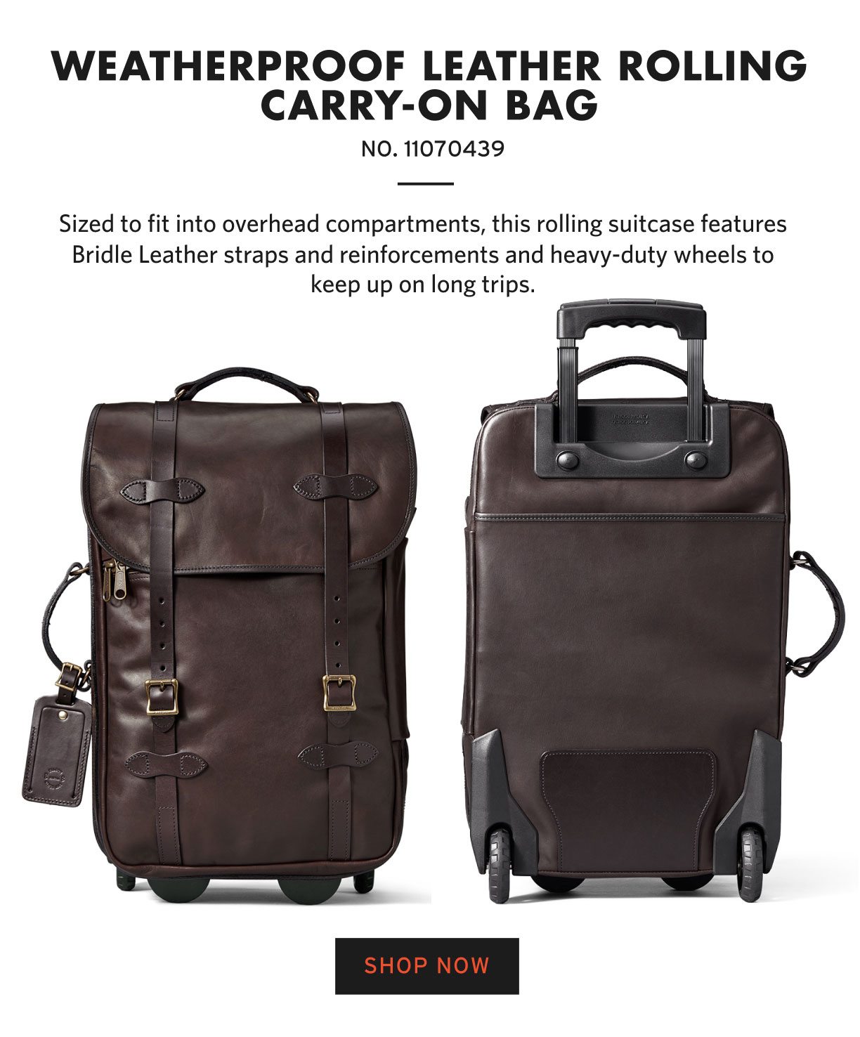 WEATHERPROOF LEATHER ROLLING CARRY-ON BAG. SHOP NOW