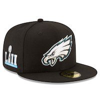 Men's Philadelphia Eagles New Era Black Super Bowl LII Side Patch Sideline Replica 59FIFTY Fitted Hat