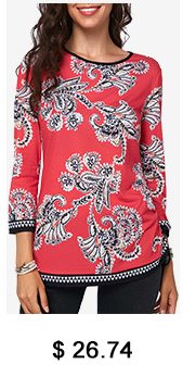 Printed Three Quarter Sleeve Tie Side Blouse