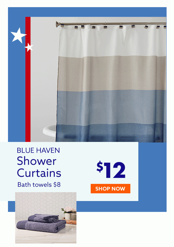 Blue Haven Shower Curtains and Bath Towels