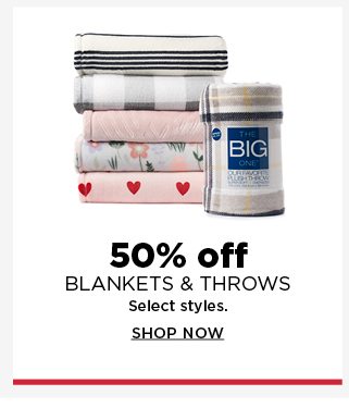 50% off blankets & throws. select styles. shop now. 