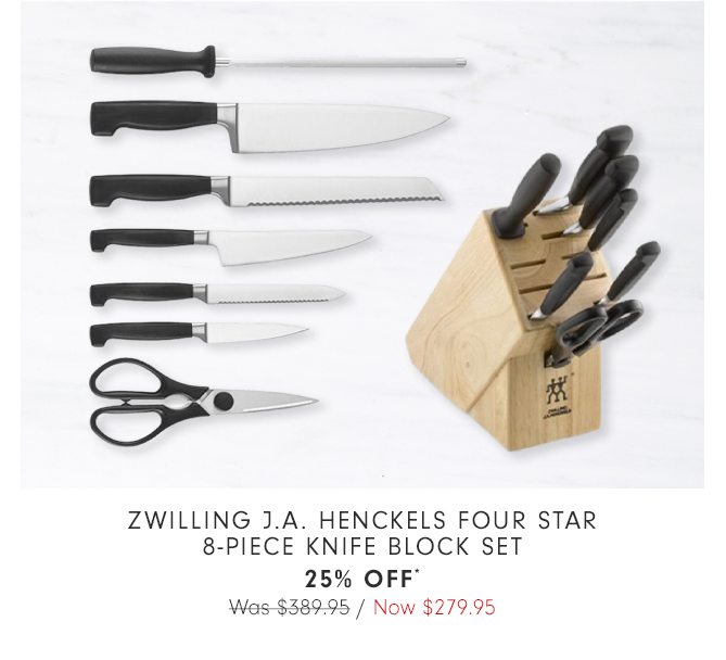 Zwilling J.A. Henckels Four Star 8-Piece Knife Block Set - 25% OFF* - Now $279.95