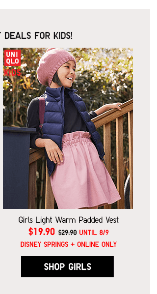 GIRLS LIGHT WARM PADDED VEST - SHOP GIRLS