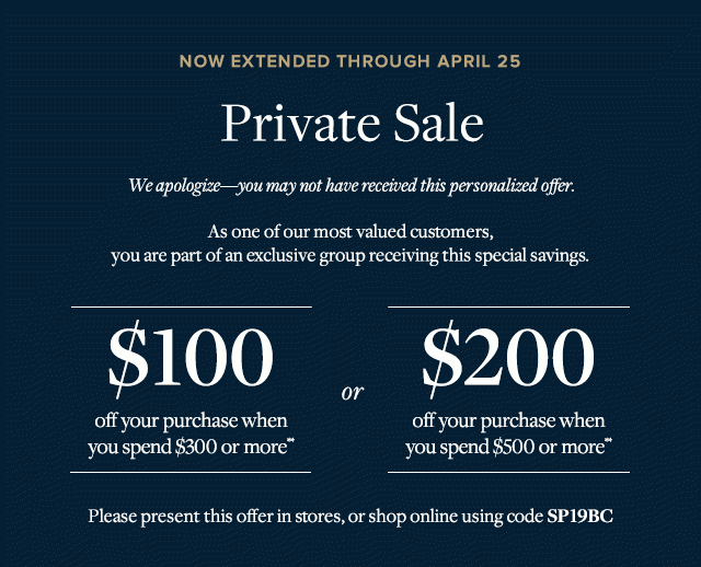 PRIVATE SALE | NOW EXTENDED