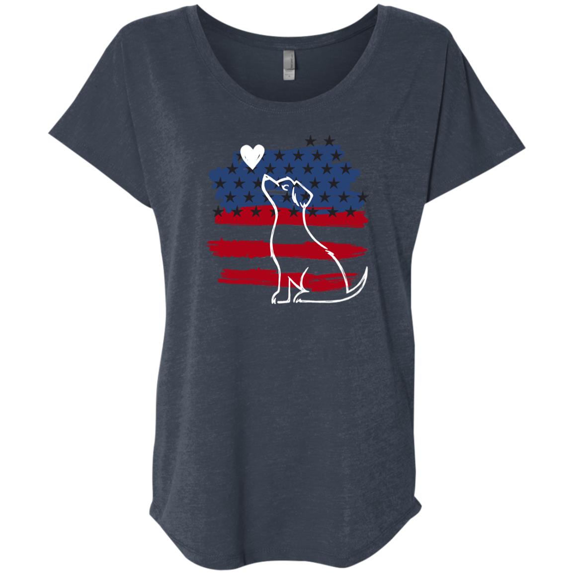 Image of I Love My Patriotic Pup Navy Slouchy Tee 🇺🇸 Memorial Day Sale- Save Up to 28% off