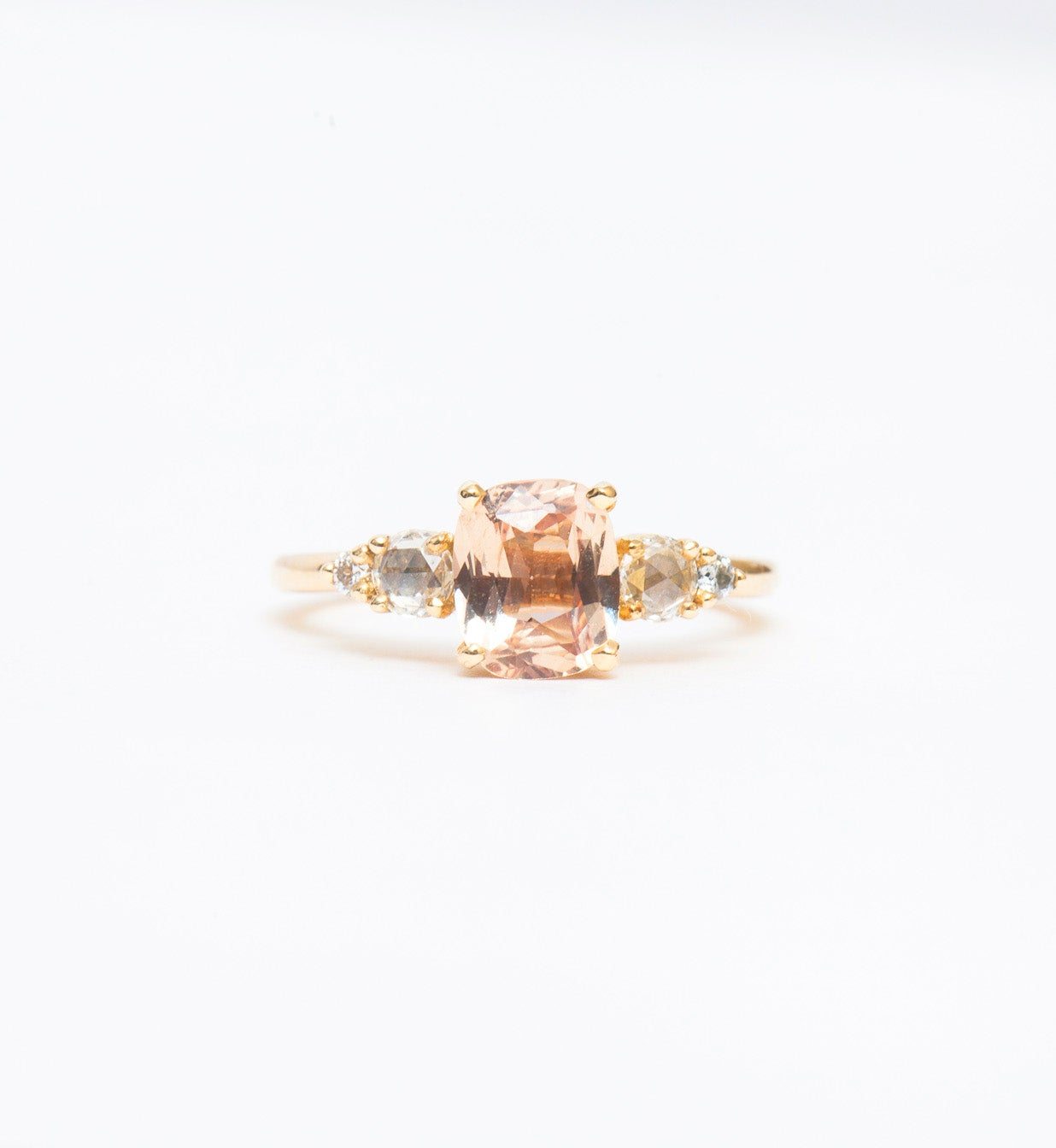 Peach Cushion Sapphire Isa Ring
