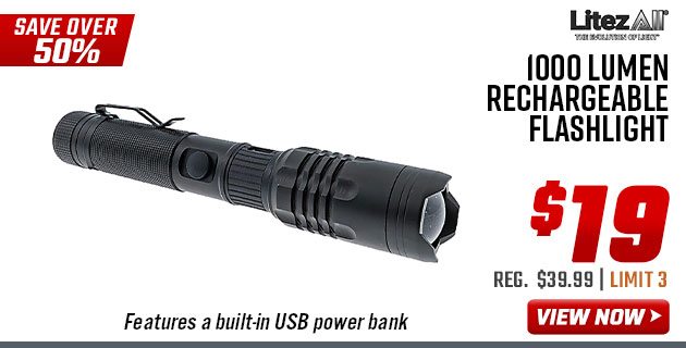 LitezAll 1000 Lumen Rechargeable Flashlight