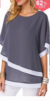 Half Sleeve Dark Grey Chiffon Blouse