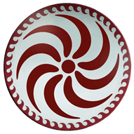 Wooden Round Greek Red Spiral Shield