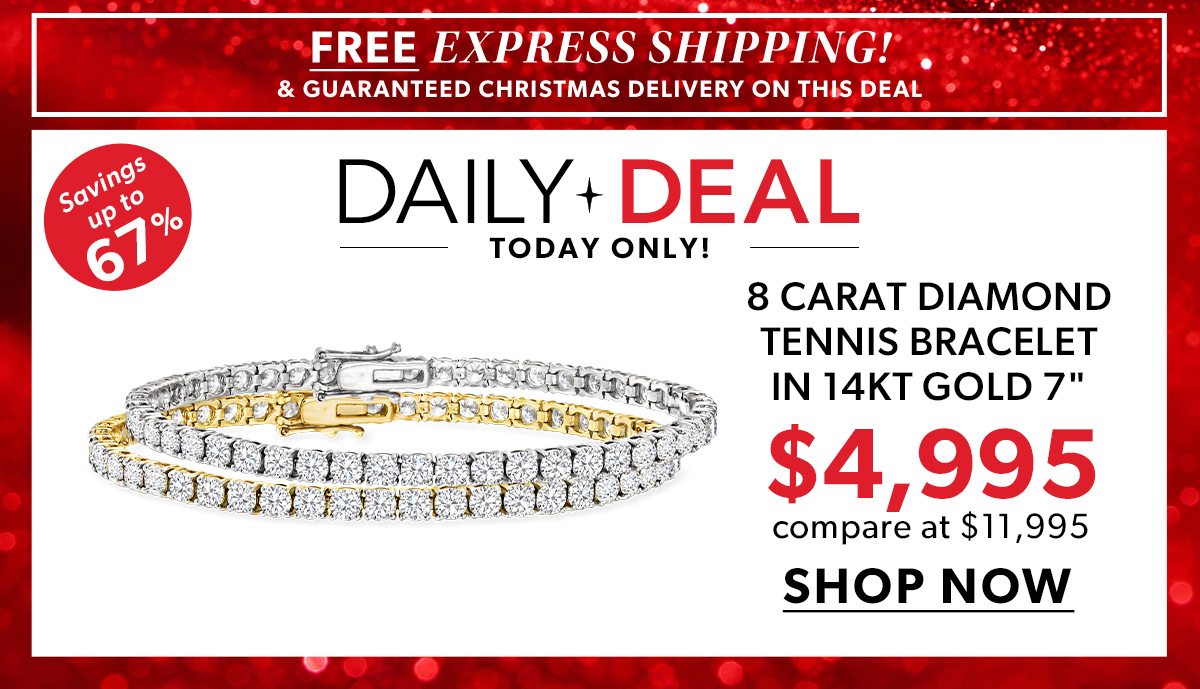 Daily Deals today Only. 8 Carat Diamond tennis Bracelet. Shop Now