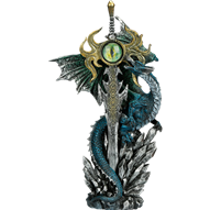 Dragon with Green Eye Sword Statue