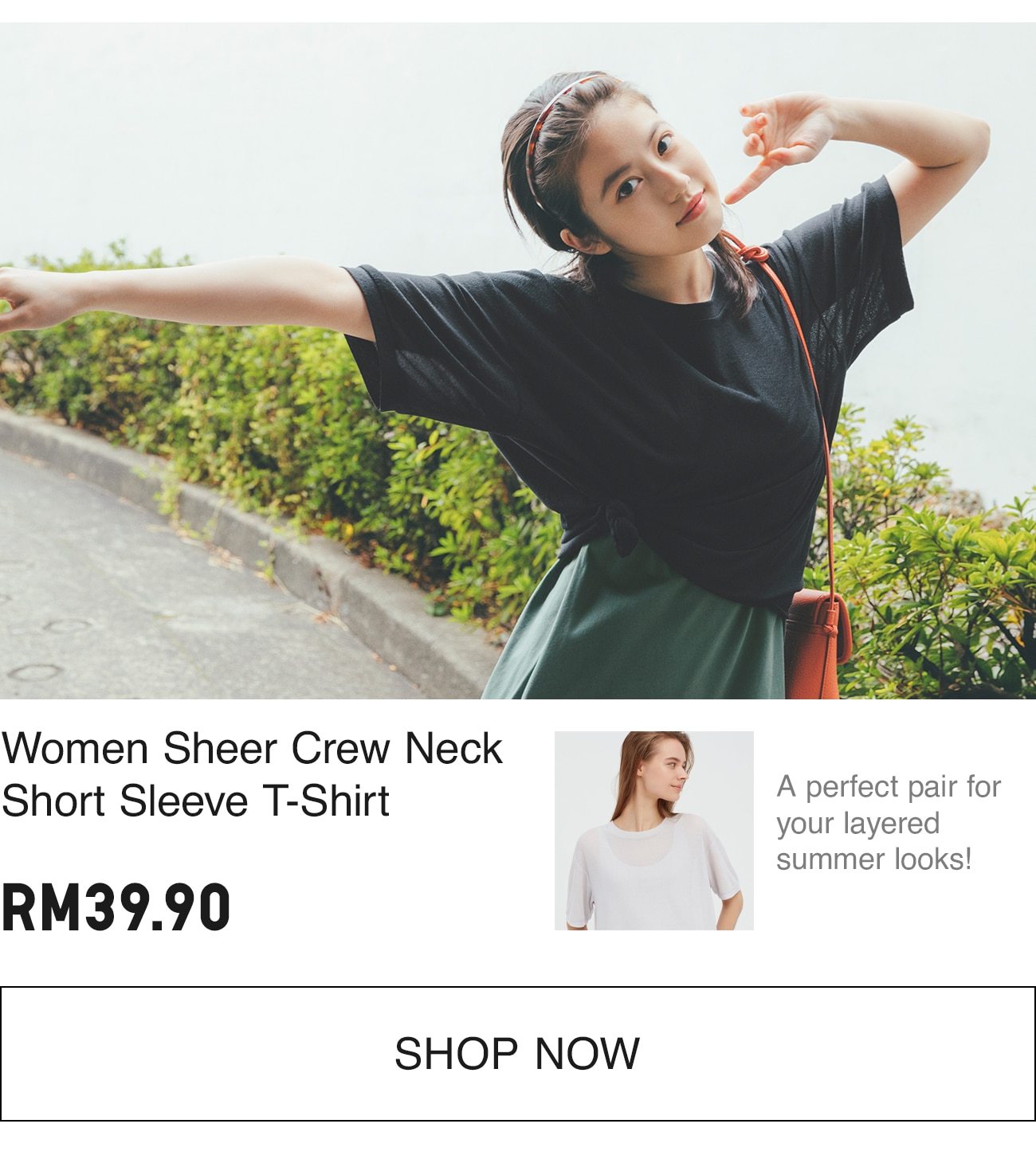 WOMEN SHEER CREW NECK T-SHIRT