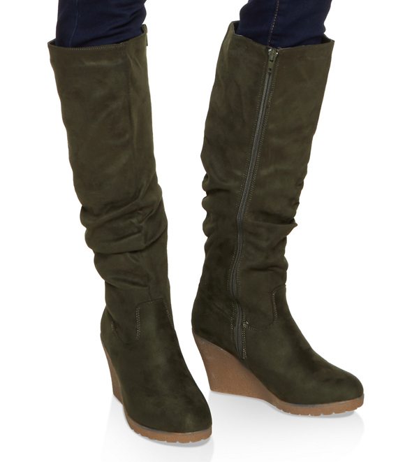 Tall Ruched Wedge Boots