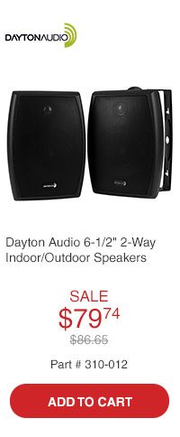 Dayton Audio IO655B 6-1/2in 2-Way Indoor/Outdoor Speaker Pair Black