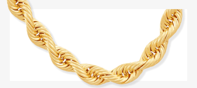 Solid Silk Rope Chain 4.5mm 10K Yellow Gold 22''