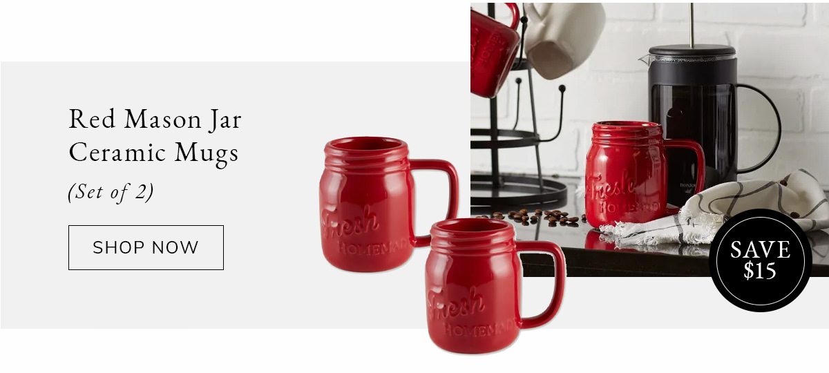 Red Mason Jar Ceramic Set of 2 Mugs | SHOP NOW