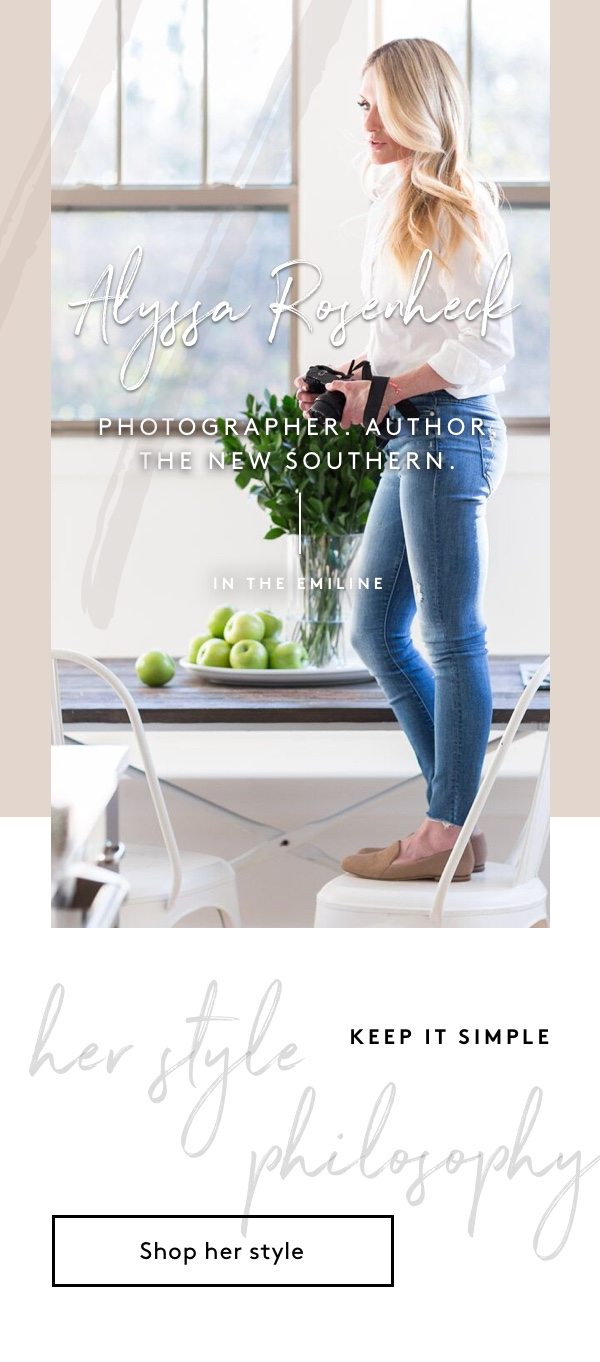 Alyssa Rosenheck in Emiline Photographer. Author. The New Southern. Simple + classic + transitional her style philosophy Shop her style>>