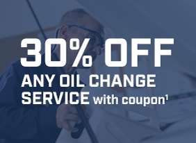 30% OFF ANY OIL CHANGE SERVICE with coupon (1). Every expert oil change includes a Courtesy Vehicle Inspection, Free Tire Rotation, and Free Tire Pressure Check.