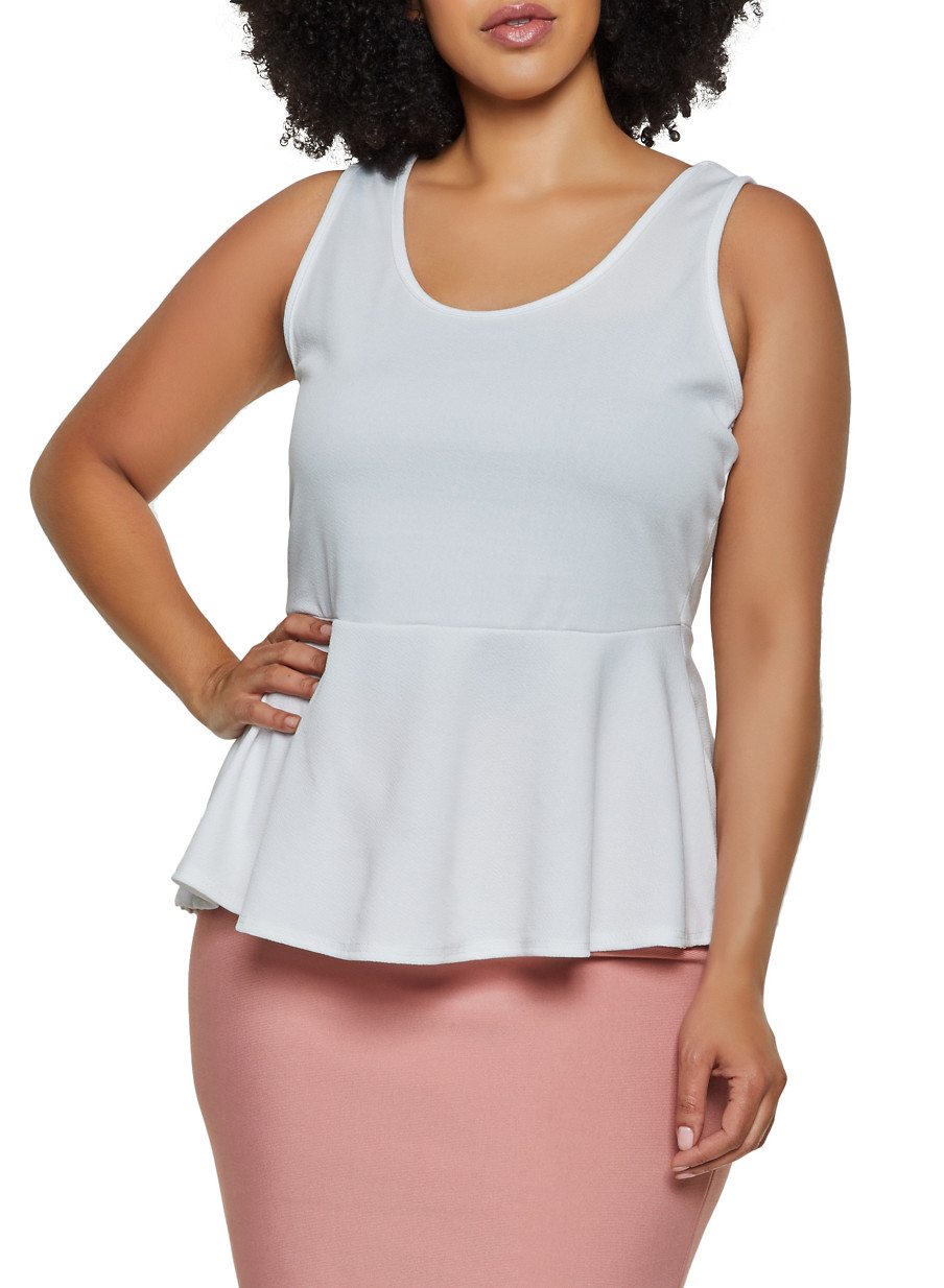 Plus Size Sleeveless Peplum Top