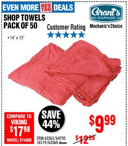 View Mechanic's Shop Towels 14 in. x 13 in., 50 Pk.